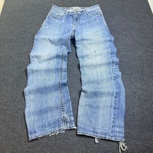 Baggy BKE Tyler Jeans Mens 31x31 Blue Distressed Boot Leg Contrast Stitch Denim